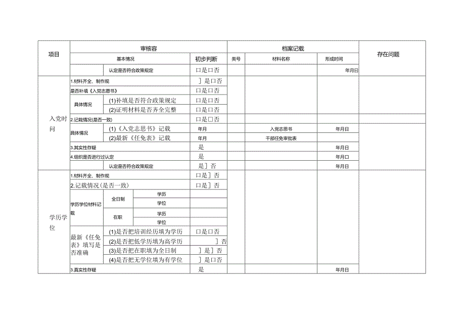 干部人事档案审核情况登记表格.docx_第2页