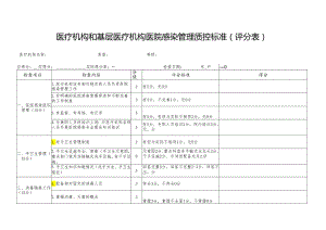 医疗机构和基层医疗机构医院感染管理质控标准(评分表).docx