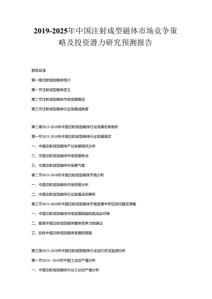 2019-2025年中国注射成型磁体市场竞争策略及投资潜力研究预测报告.docx