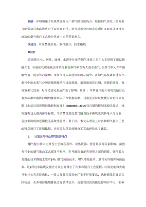 垃圾焚烧发电厂烟气脱白特点及技术方案分析.docx