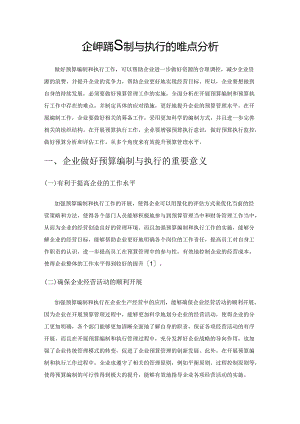 企业预算编制与执行的难点分析1.docx