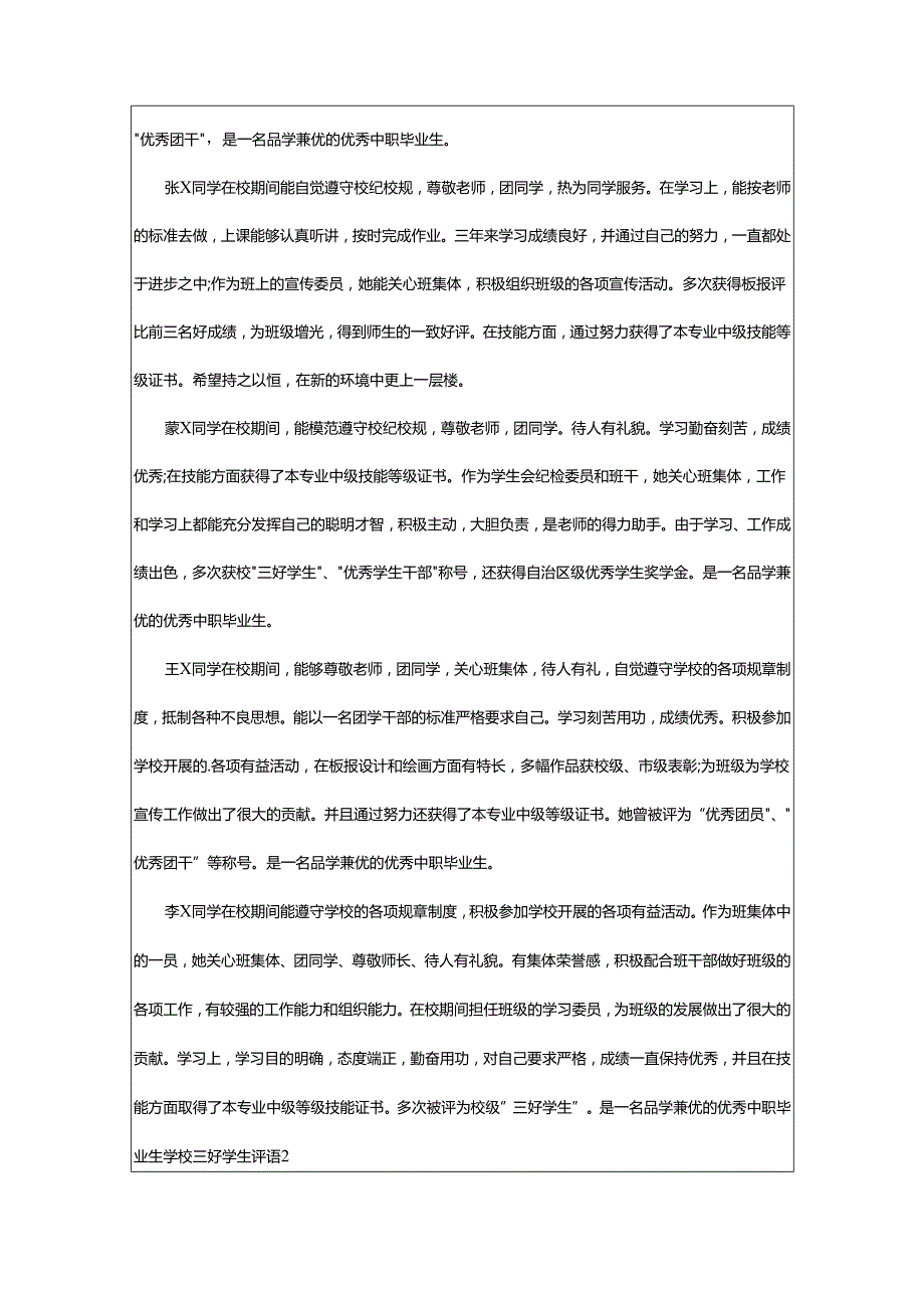 2024年学校三好学生评语.docx_第2页