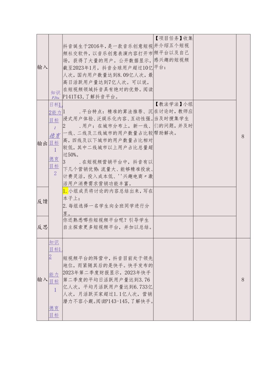 《新媒体营销与运营 （慕课版）》 教案 （24）短视频篇选对平台打造爆款.docx_第3页