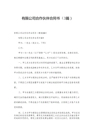 有限公司合作伙伴合同书（3篇）.docx