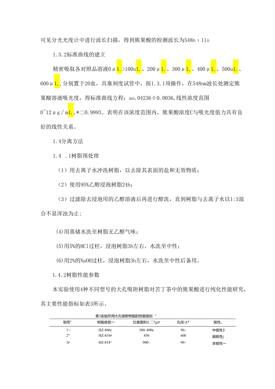 苦丁茶中熊果酸的大孔树脂分离纯化工艺研究.docx_第3页