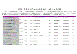 石嘴山市水稻种植农业合作社名录2018版116家.docx