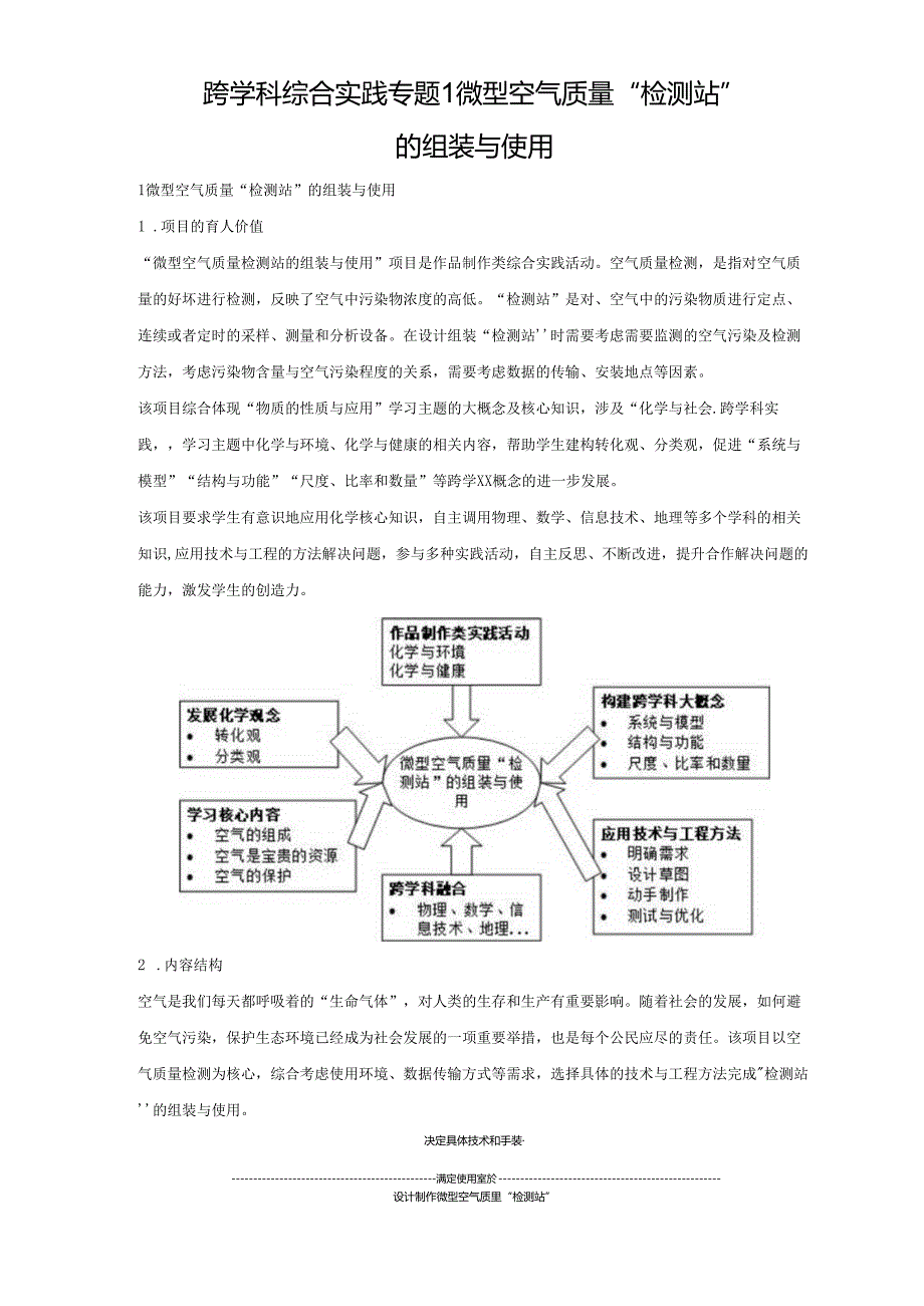 跨学科综合实践专题1 微型空气质量教用.docx_第1页