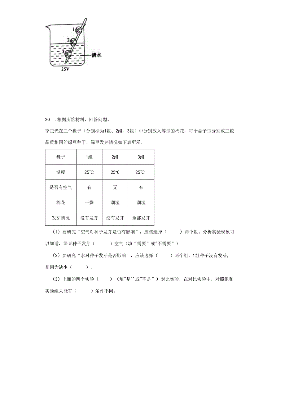 教科版五年级下册科学1.2比较种子发芽实验（知识点+同步训练）.docx_第3页