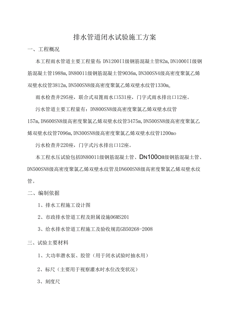 4排水管道闭水试验施工方案.docx_第1页