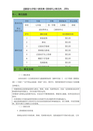 人教版七年级上册体育《排球》大单元作业设计 (优质案例23页).docx