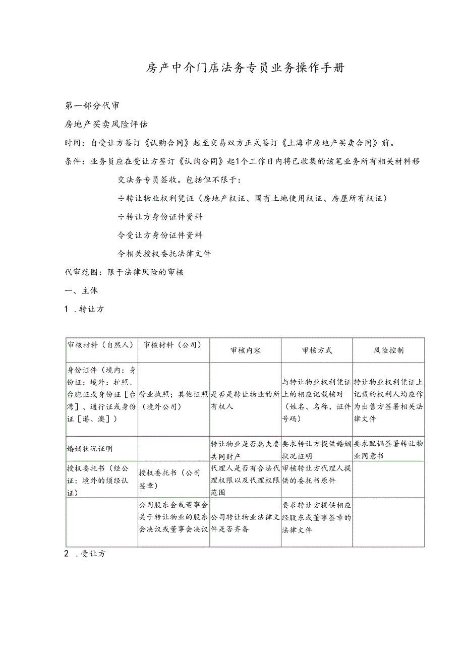 房产中介门店法务专员业务操作手册.docx_第1页