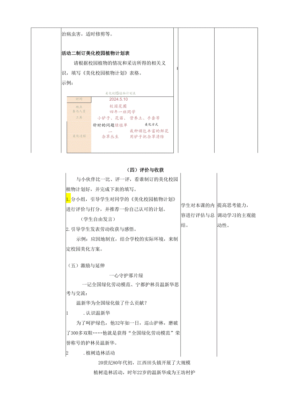 《9 制订美化校园植物的方案》教案 川民版劳动教育四下.docx_第3页