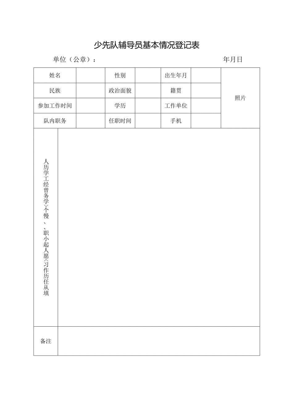 少先队辅导员基本情况登记表.docx_第1页