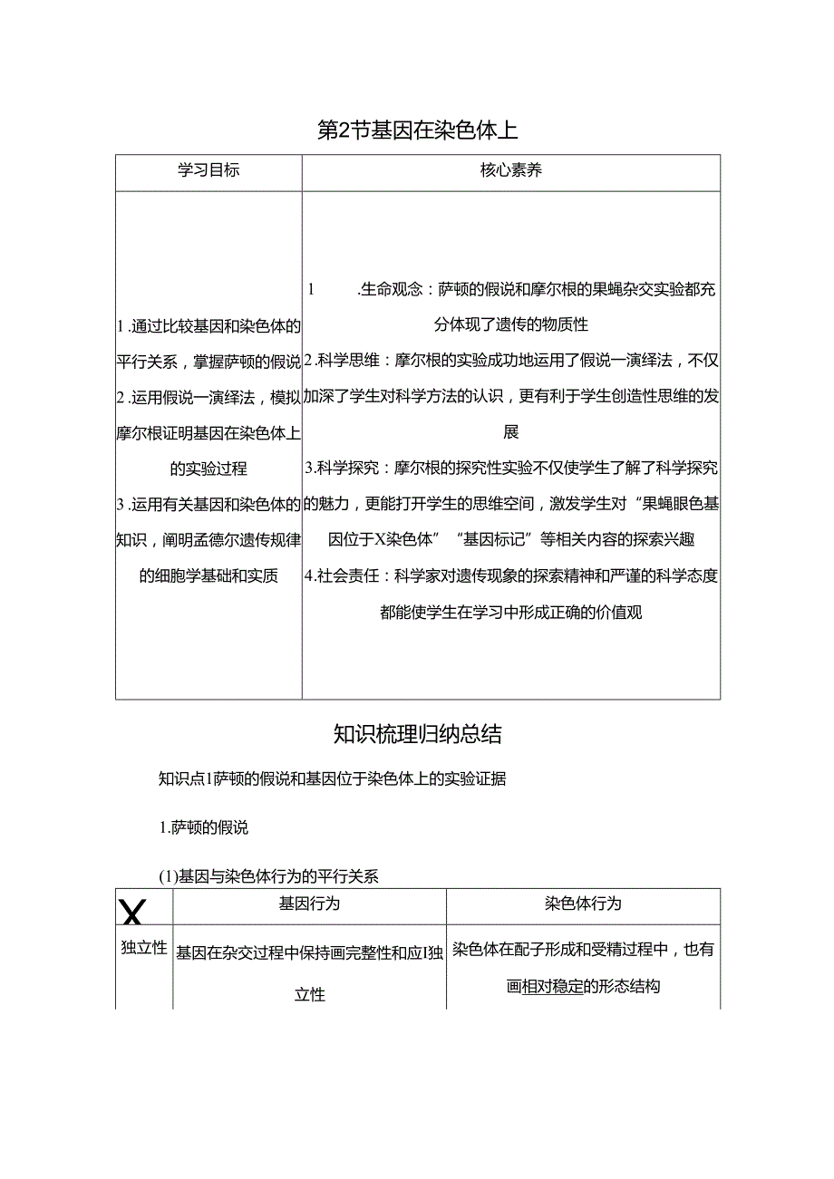 2023-2024学年 人教版 必修二 基因在染色体上 学案.docx_第1页