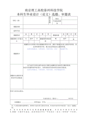 2毕业设计(论文)选题、审题表(教师用).docx