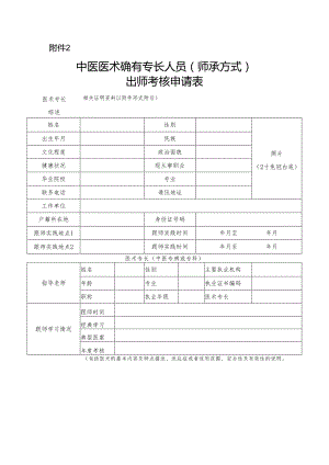 中医医术确有专长人员（师承方式）出师考核申请表.docx