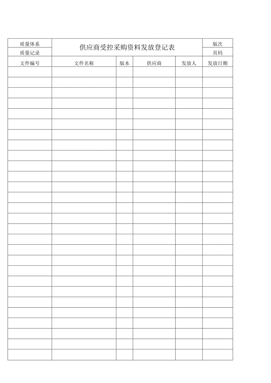 供应商受控采购资料发放登记表.docx_第1页