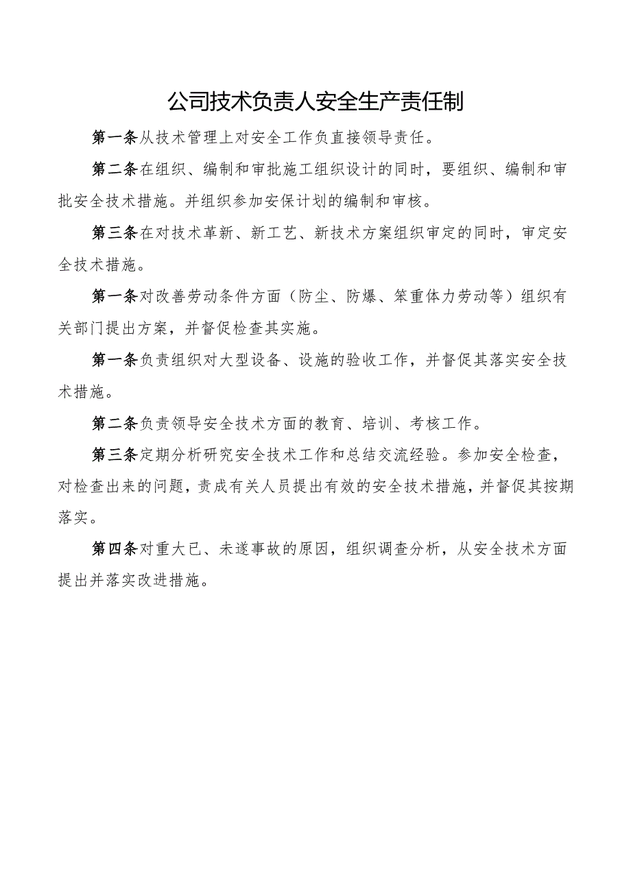 公司技术负责人安全生产责任制.docx_第1页