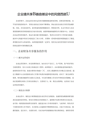 企业财务共享服务中心建设中的风险及控制.docx