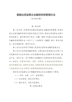 莫旗出资监管企业融资担保管理办法（试行）.docx