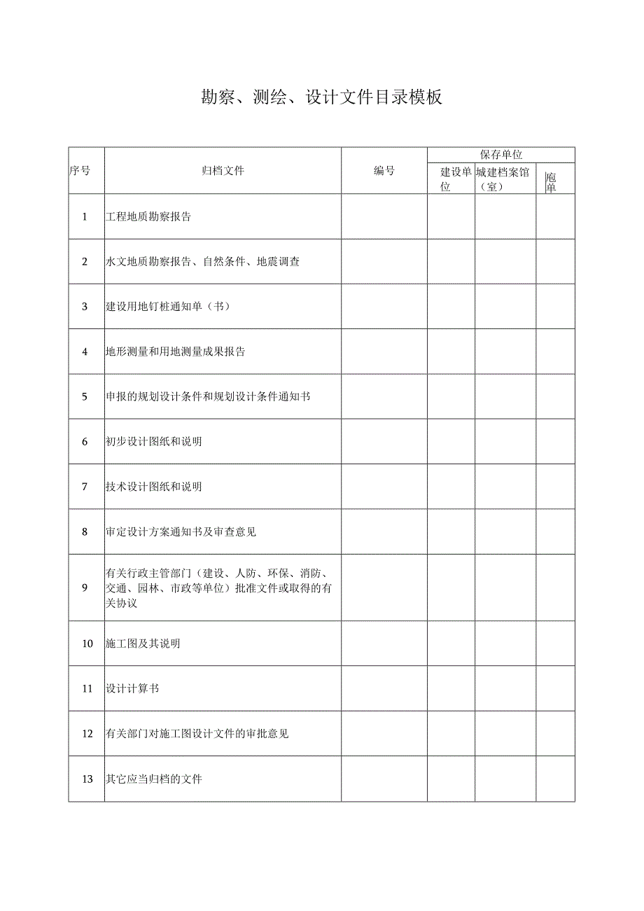 勘察、测绘、设计文件目录模板.docx_第1页