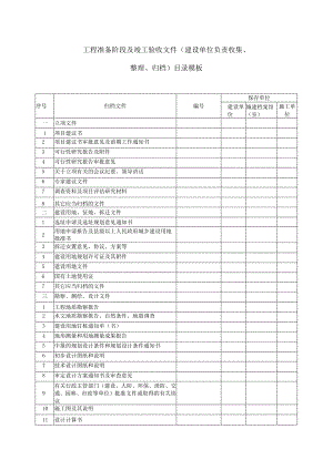 工程准备阶段及竣工验收文件（建设单位负责收集、整理、归档）目录模板.docx