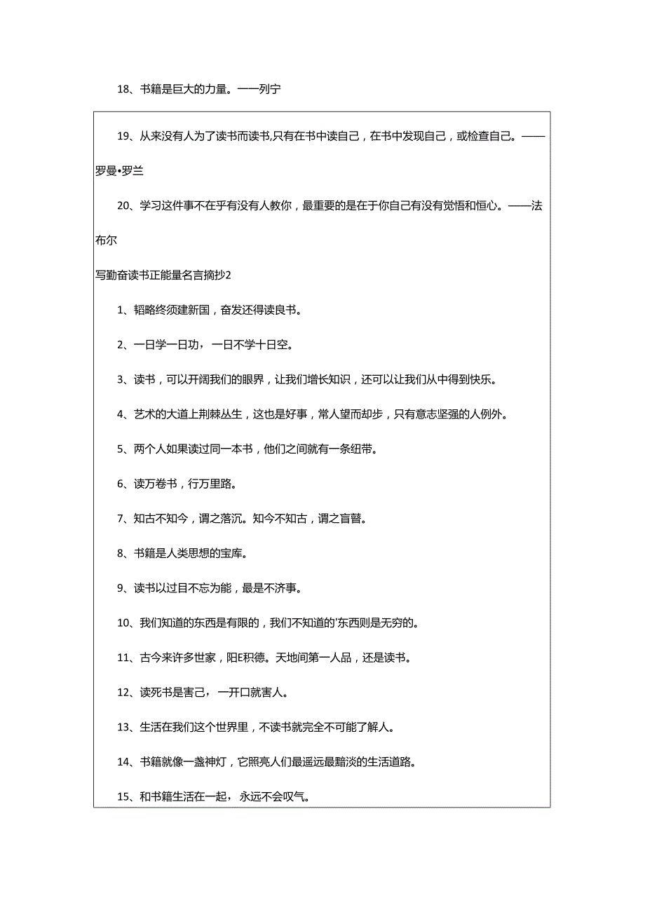 2024年写勤奋读书正能量名言摘抄.docx_第2页