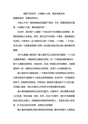 小我融入大我集体成就未来 发言稿 国旗下的讲话.docx