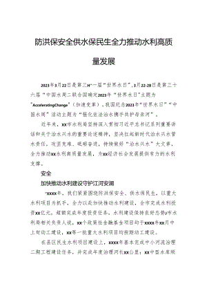 防洪保安全供水保民生全力推动水利高质量发展.docx