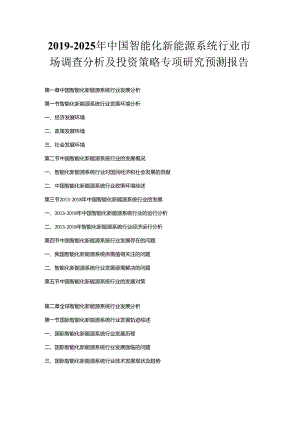 2019-2025年中国智能化新能源系统行业市场调查分析及投资策略专项研究预测报告.docx