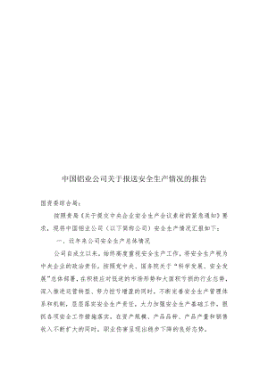 中国铝业公司关于报送安全生产情况的报告.docx