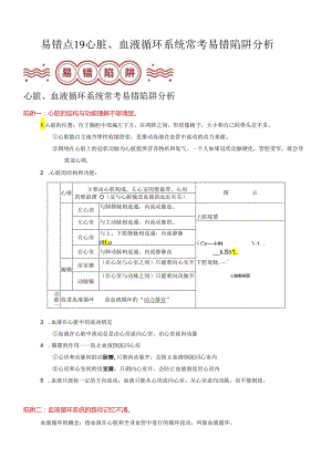 易错点19 心脏、血液循环系统常考易错陷阱分析（解析版）.docx