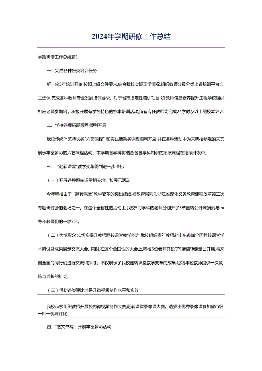 2024年学期研修工作总结.docx_第1页