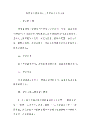 集团审计监察部人力资源审计工作方案.docx