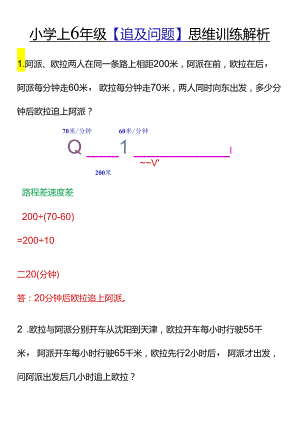 小学1-6年级【追及问题】思维训练解析.docx