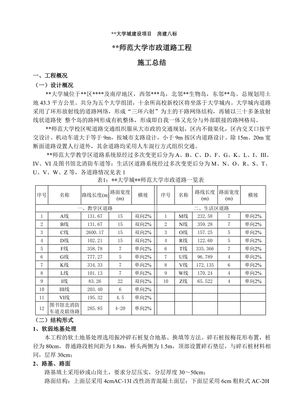 师范大学市政道路工程施工总结.doc_第1页