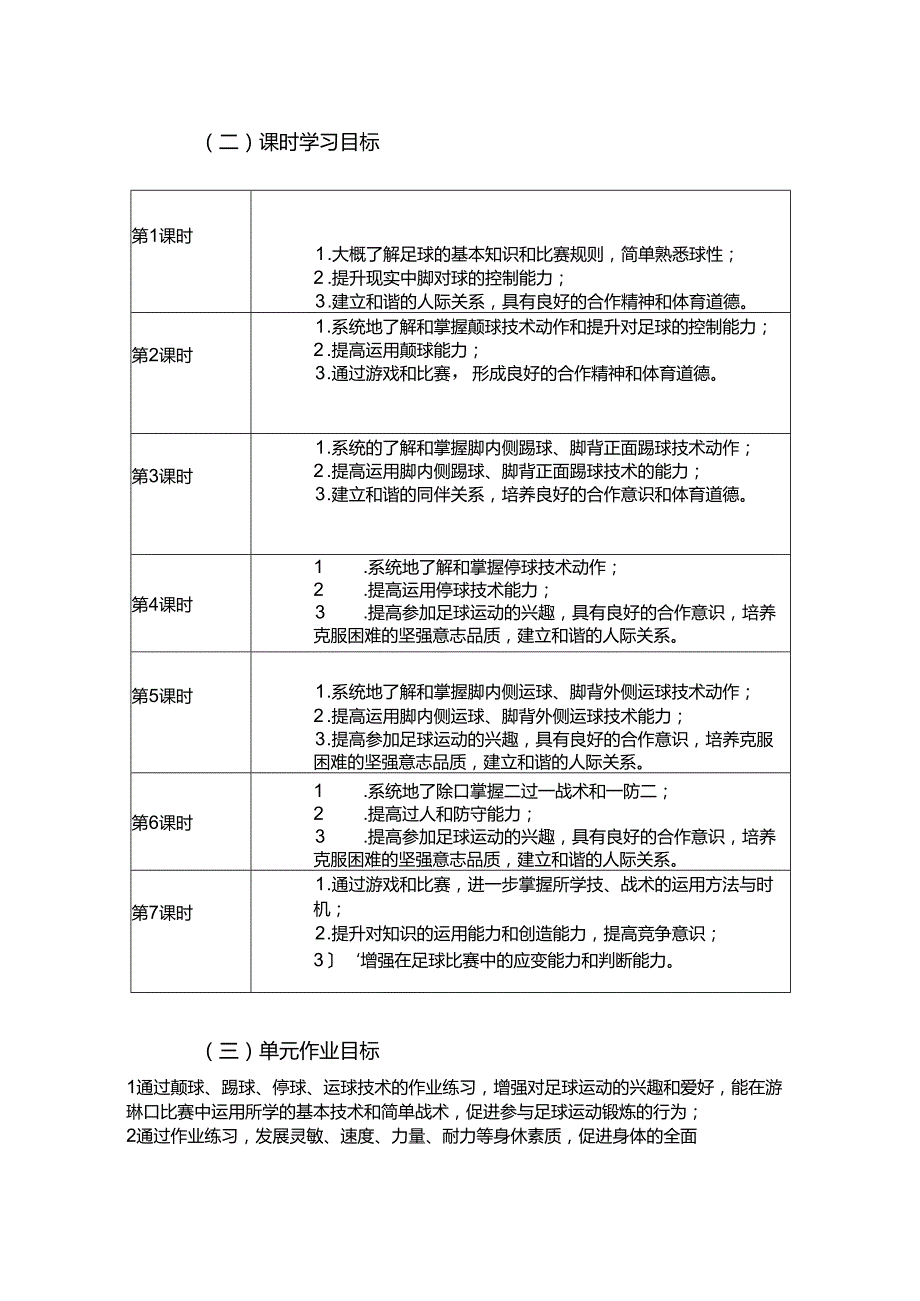 七年级下册《体育与健康》《足球》单元作业设计 (优质案例11页).docx_第3页