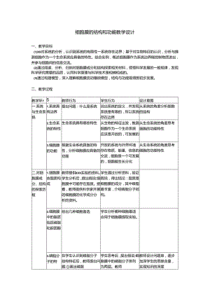 细胞膜的结构和功能教学设计.docx