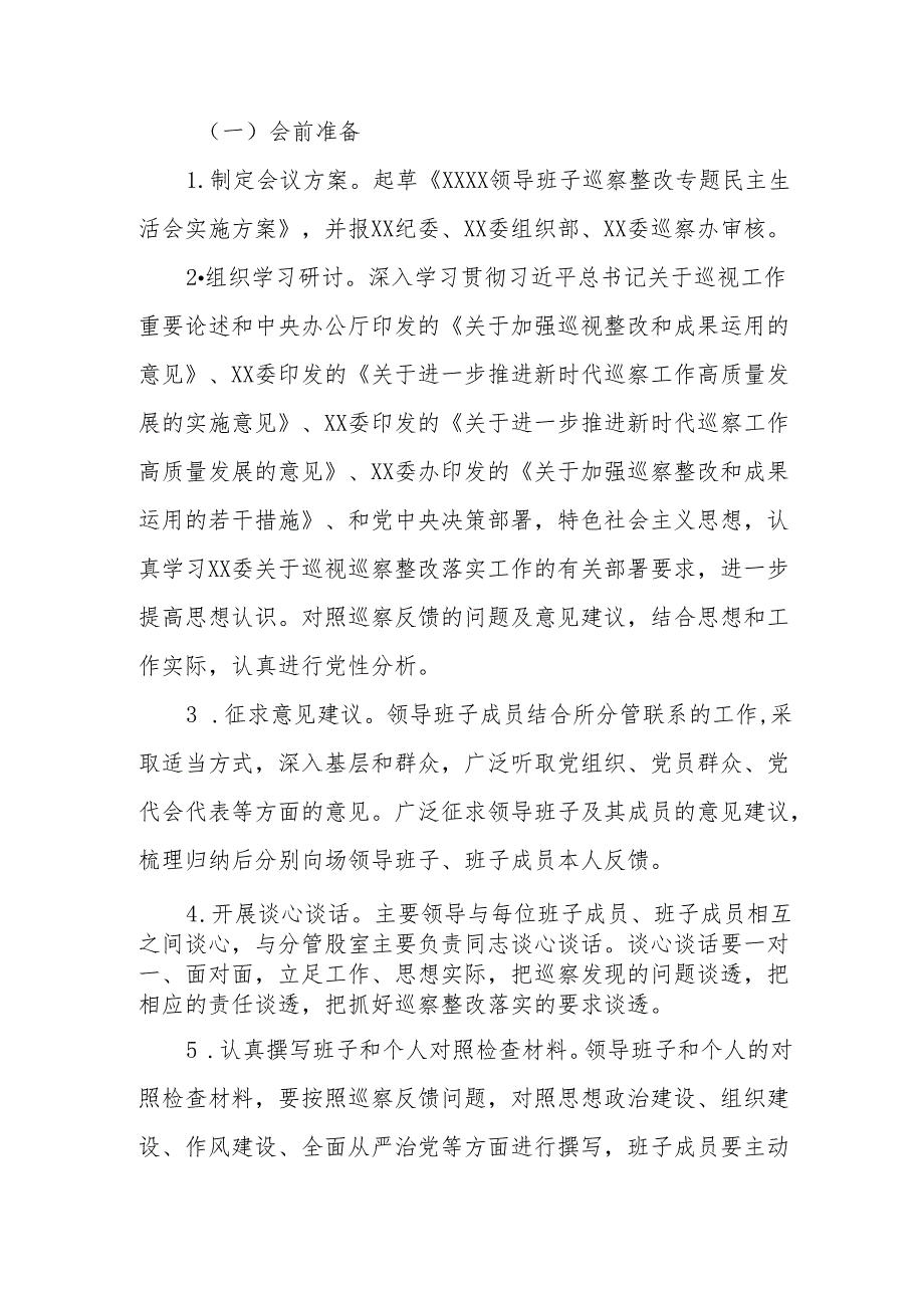 巡察整改专题民主生活会方案（模板）.docx_第2页