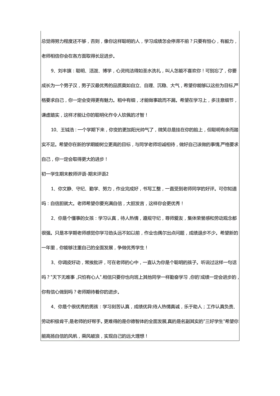 2024年初一学生期末教师评语-期末评语.docx_第2页