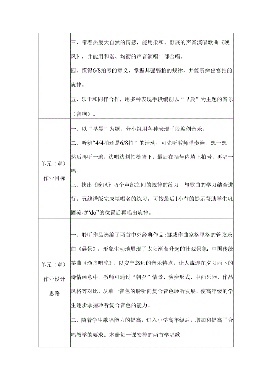 人音版五年级上册音乐第一单元作业设计 (优质案例10页).docx_第2页