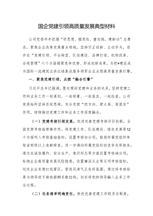 经验做法：党建引领高质量发展典型材料（国企）.docx