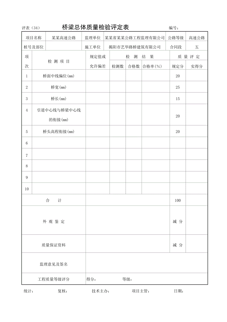 广东省公路工程施工表格(第一册)(桥梁涵洞工程质量检验评定表).doc_第3页