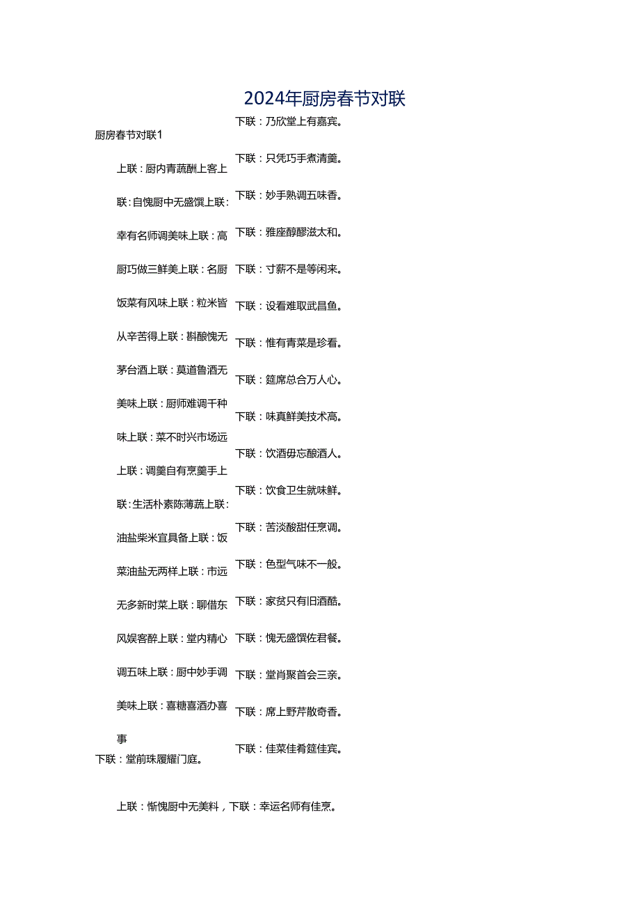 2024年厨房春节对联.docx_第1页