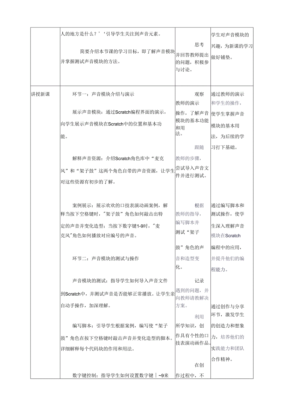 第三单元第1节 会发声的模块 教案9 四上信息科技川教版.docx_第2页