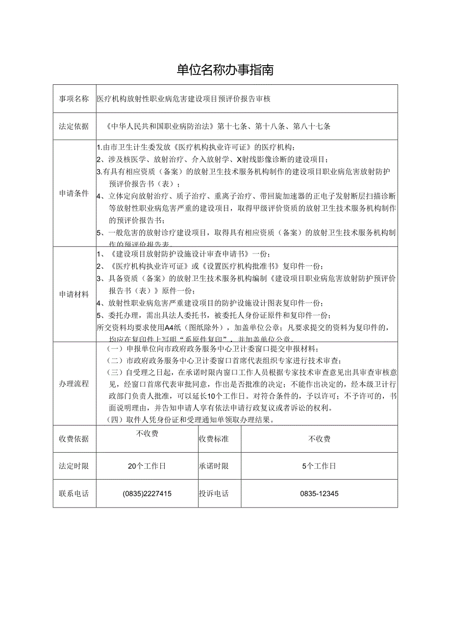 医疗机构放射性职业病危害建设项目预评价报告审核.docx_第1页