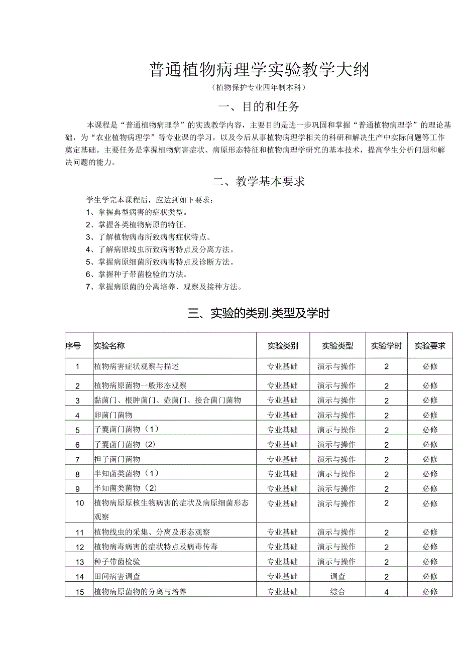 普通植物病理学实验教学大纲.docx_第1页