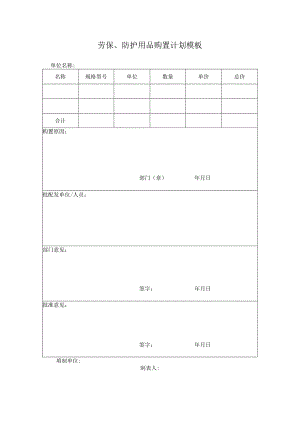 劳保、防护用品购置计划模板.docx