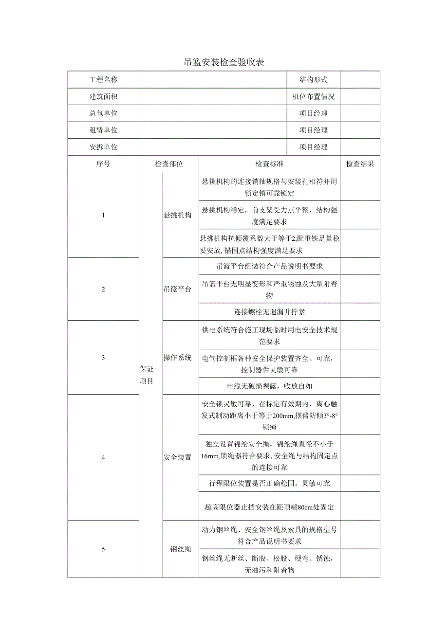 吊篮安装检查验收表.docx_第1页