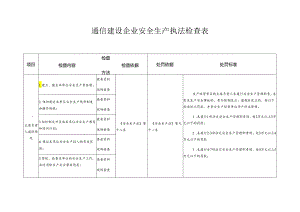 通信建设企业安全生产执法检查表模板.docx